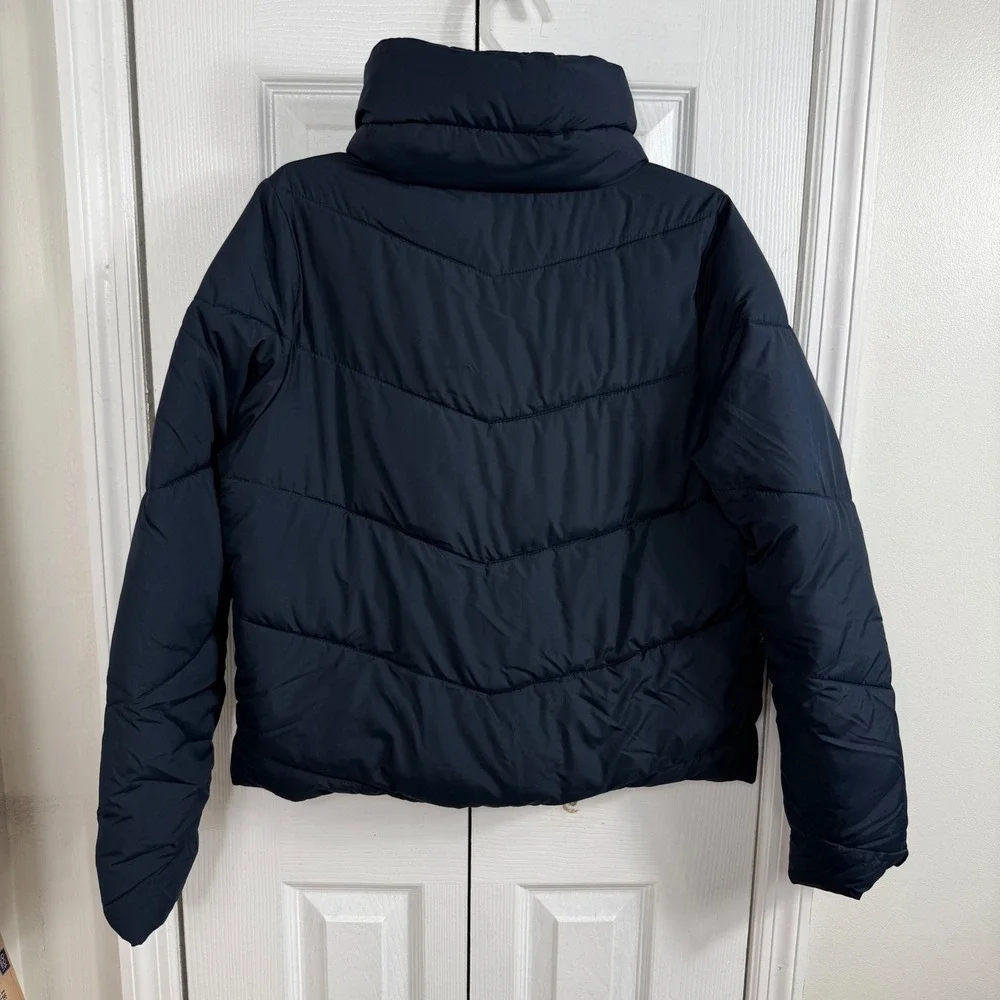 Abercrombie & Fitch Puffer Jacket Womens S Navy Blue Y2K Water Wind Resistant